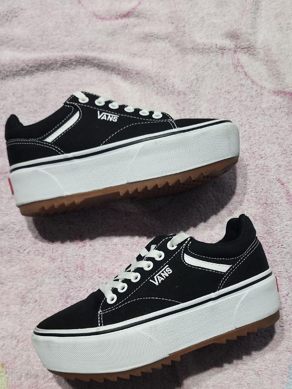 Vans Seldan Platform Sneakers Women's Black White Canvas Low Top Walking Sz 6